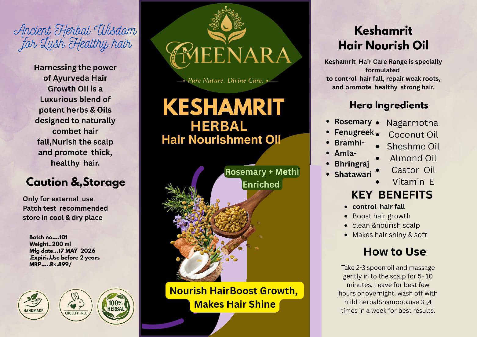Meenara Keshamrit Herbal Hair Nourishment Oil